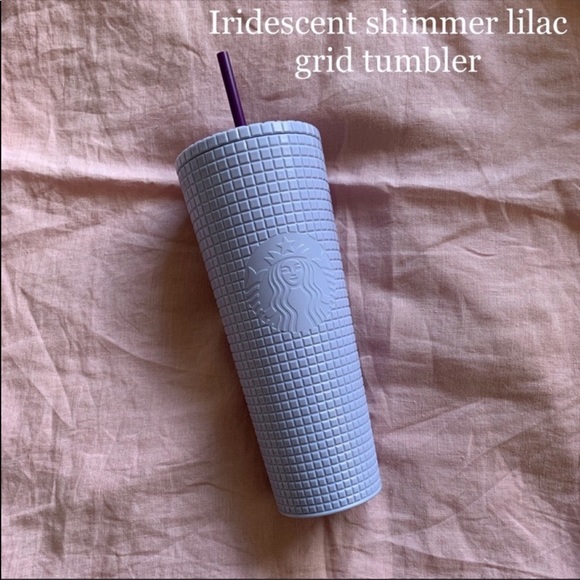 CUSTOM IRIDESCENT GLITTERLY LILAC GRID TUMBLER